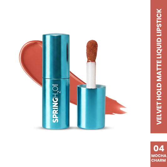 SPRING H2O Velvet Hold Matte Liquid Lipstick, Long Lasting, Waterproof Mocha Charm 04