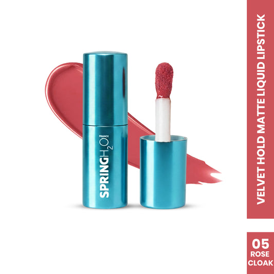 SPRING H2O Velvet Hold Matte Liquid Lipstick, Long Lasting, Waterproof Rose Cloak 05