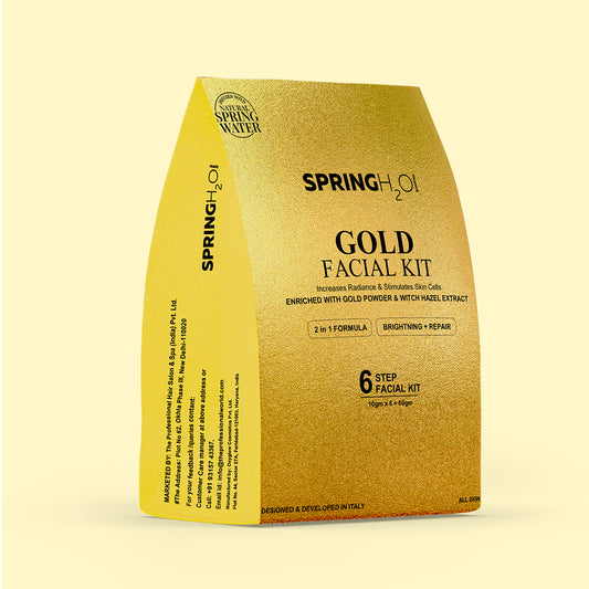 SPRING H2O Gold Facial Kit 60 gm 2 in 1 Formula Brightning+Repair 6 Step